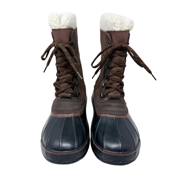 NWOB LL Bean Brown/Black Lace Up Snow Boots Size 13 Waterproof Duck Boot Style main image 8